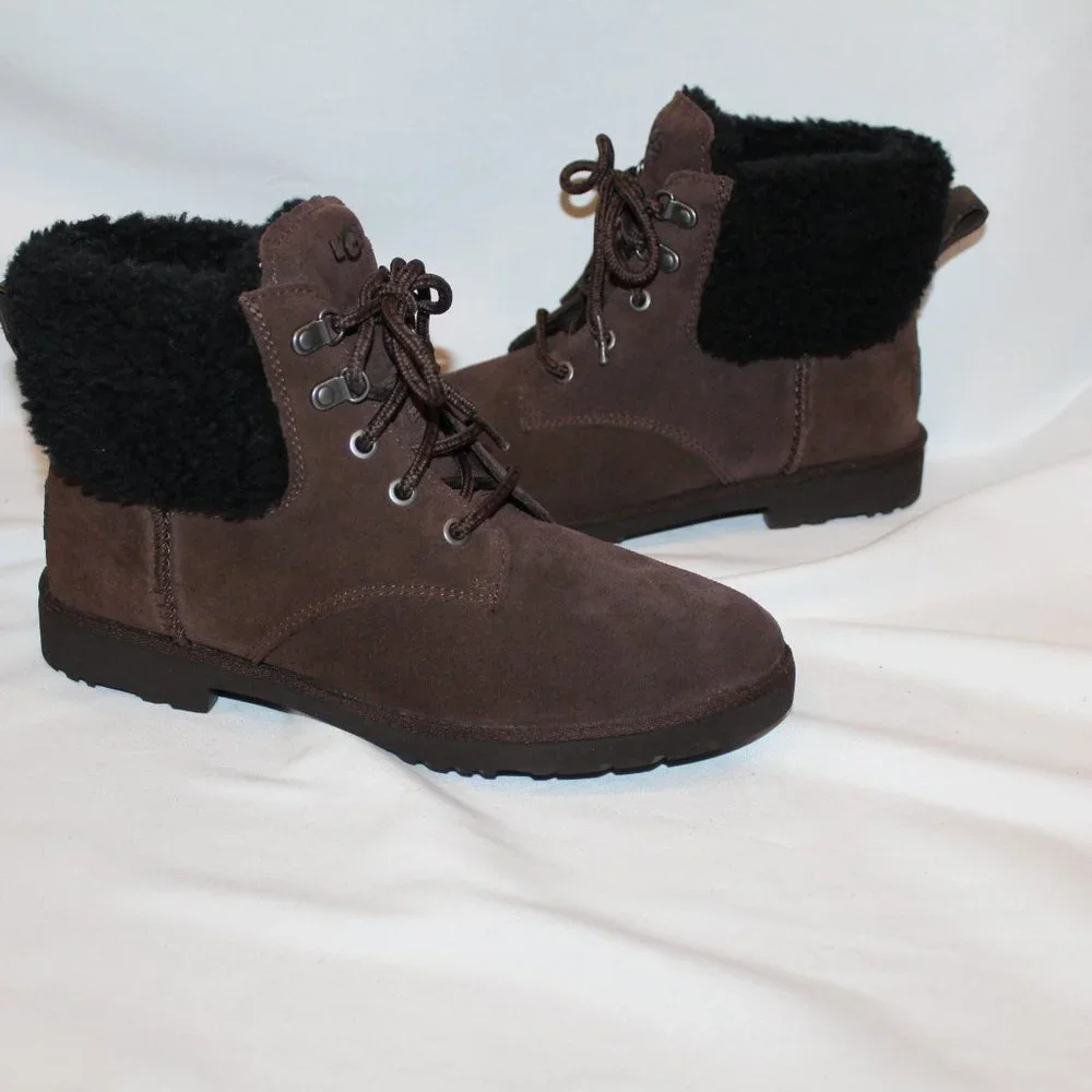 NEW UGG WOMEN'S ROMELY SUEDE‎ SHEARLING CUFF LINED ANKLE BOOTS
